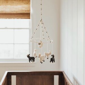 Petit Pehr Just Hatched Little Lamb Baby Mobile - Black and White